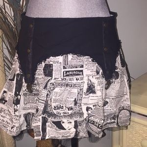 Vintage steam punk or punk type skirt w/newspaper